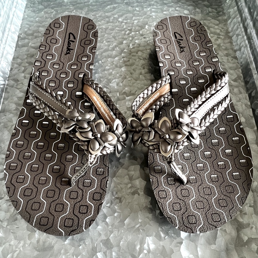 Clarks Brown/Bronze Floral Sandals